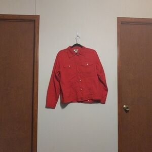 𝅺KL Collection Red Cotton Lightweight Jacket - size Medium